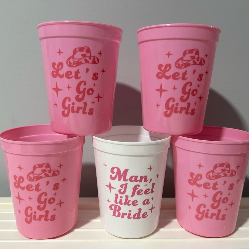 NEW Plastic Party Cups Set of 5 for Bridal Party/Bachelorette